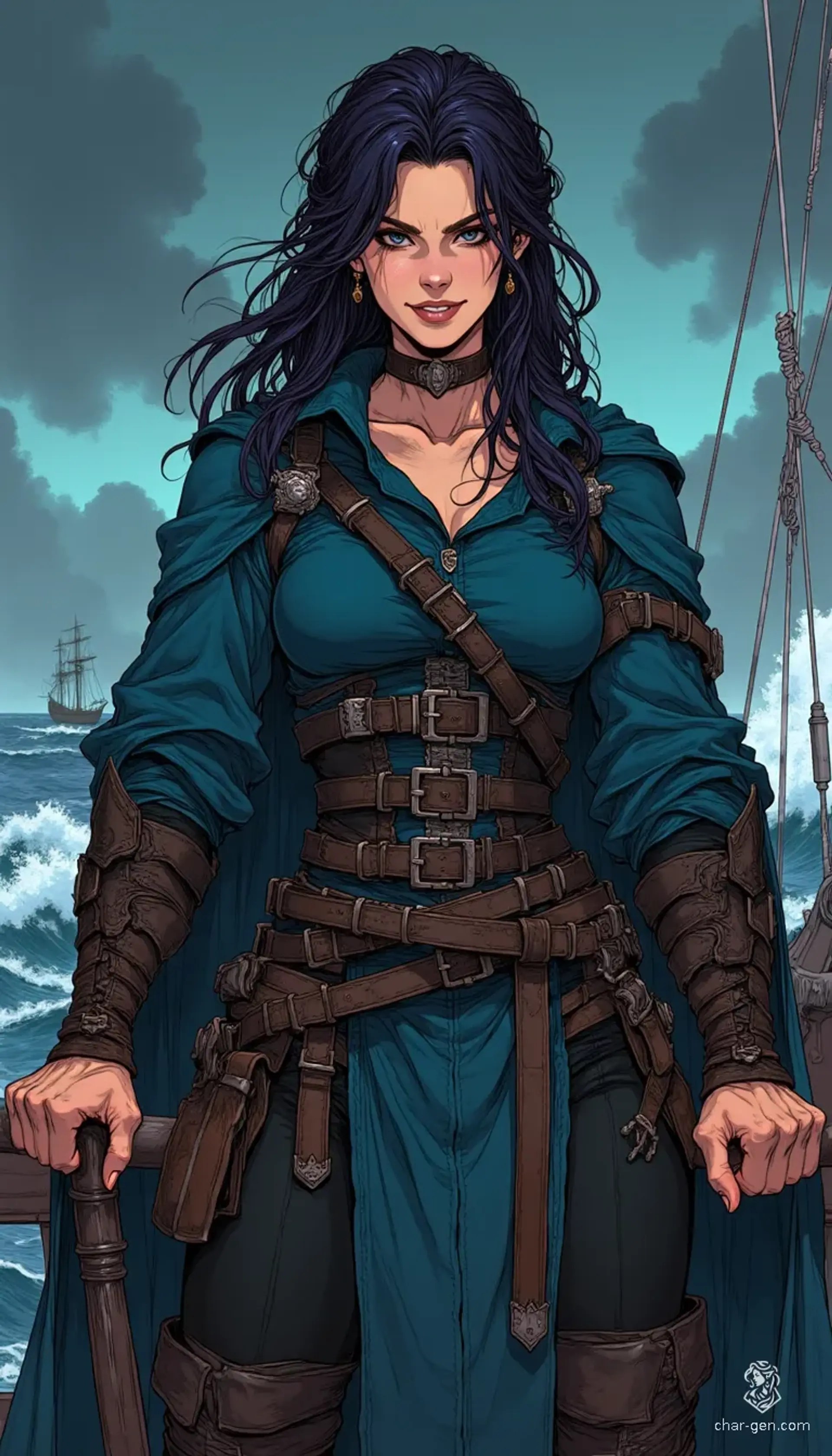 Captain Seraphina Blackwater - AI-generated fantasy NPC