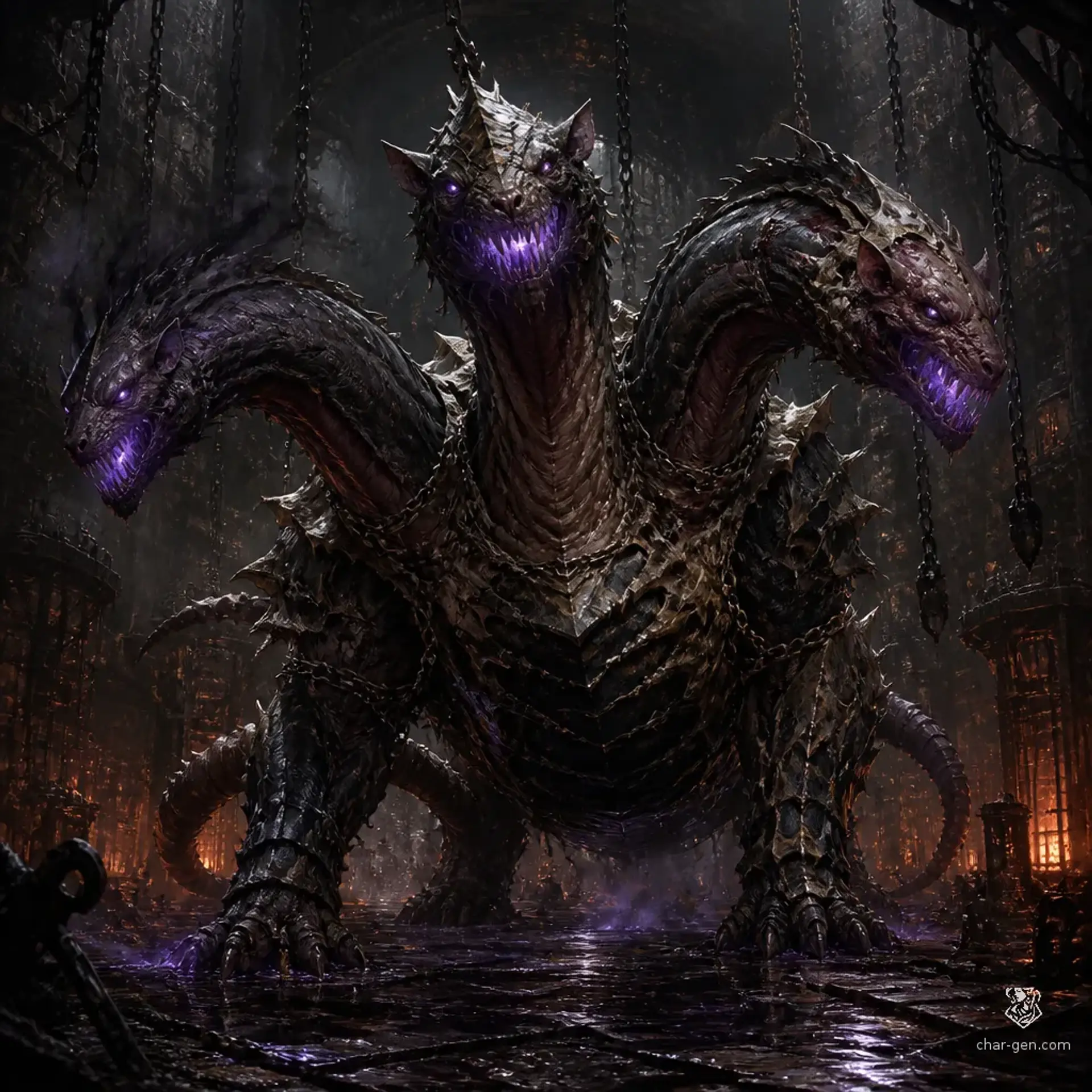 Defilia's Triune Revenant Hydra - AI-generated fantasy Monster