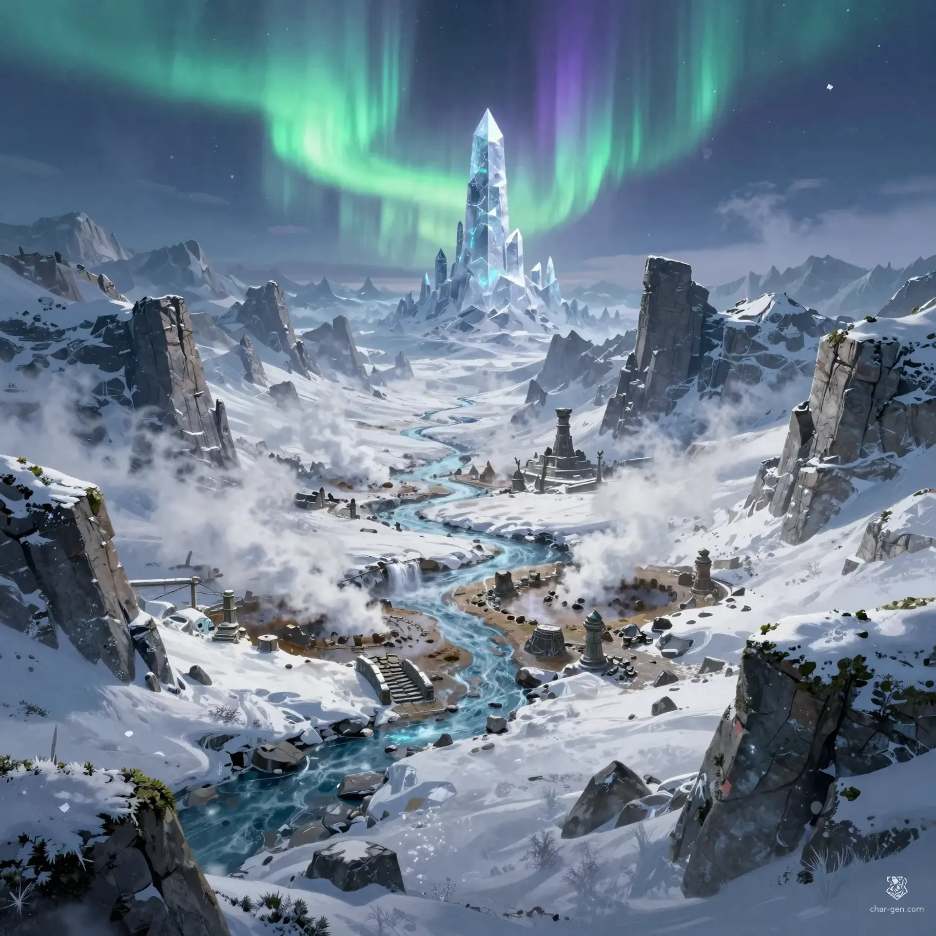 The Frostglint Peaks - AI-generated fantasy Region