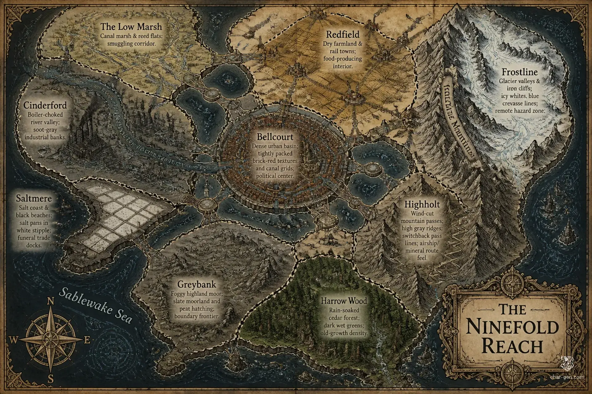 The Ninefold Reach - AI-generated fantasy World