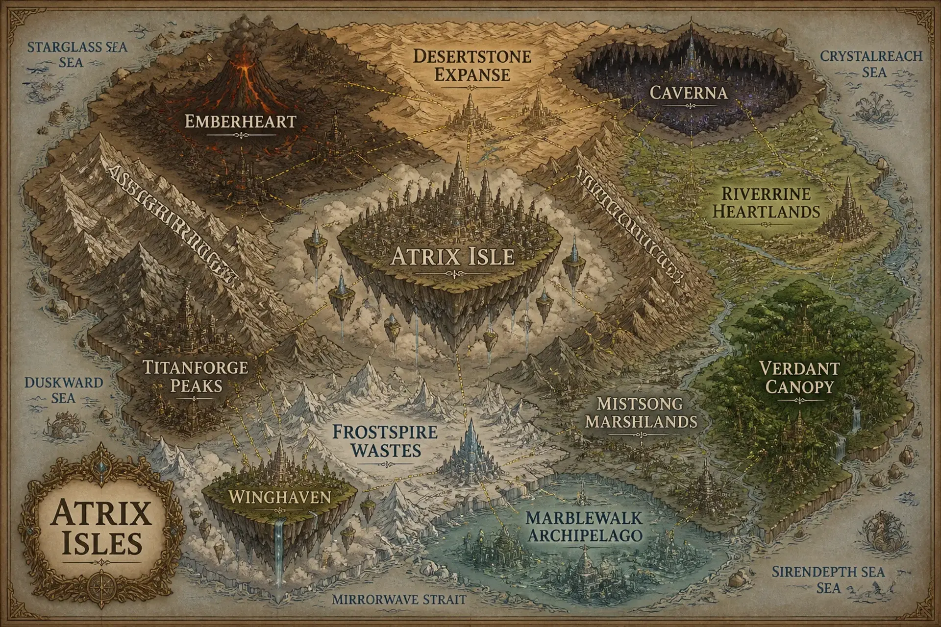 Atrix Isles - AI-generated fantasy World