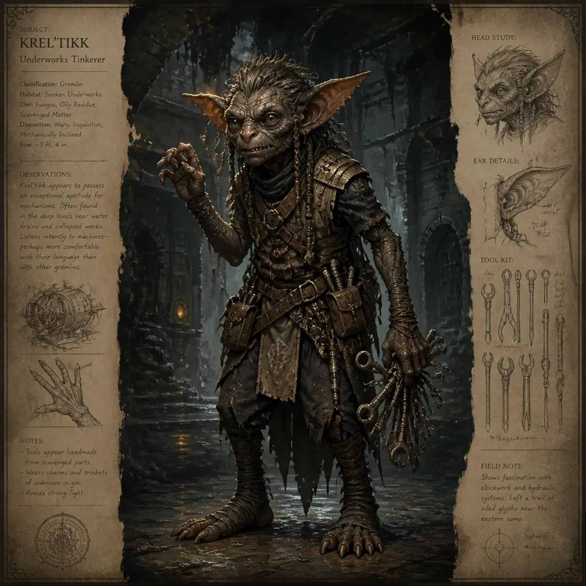 Ripsaw Gremlin - AI-generated fantasy Species
