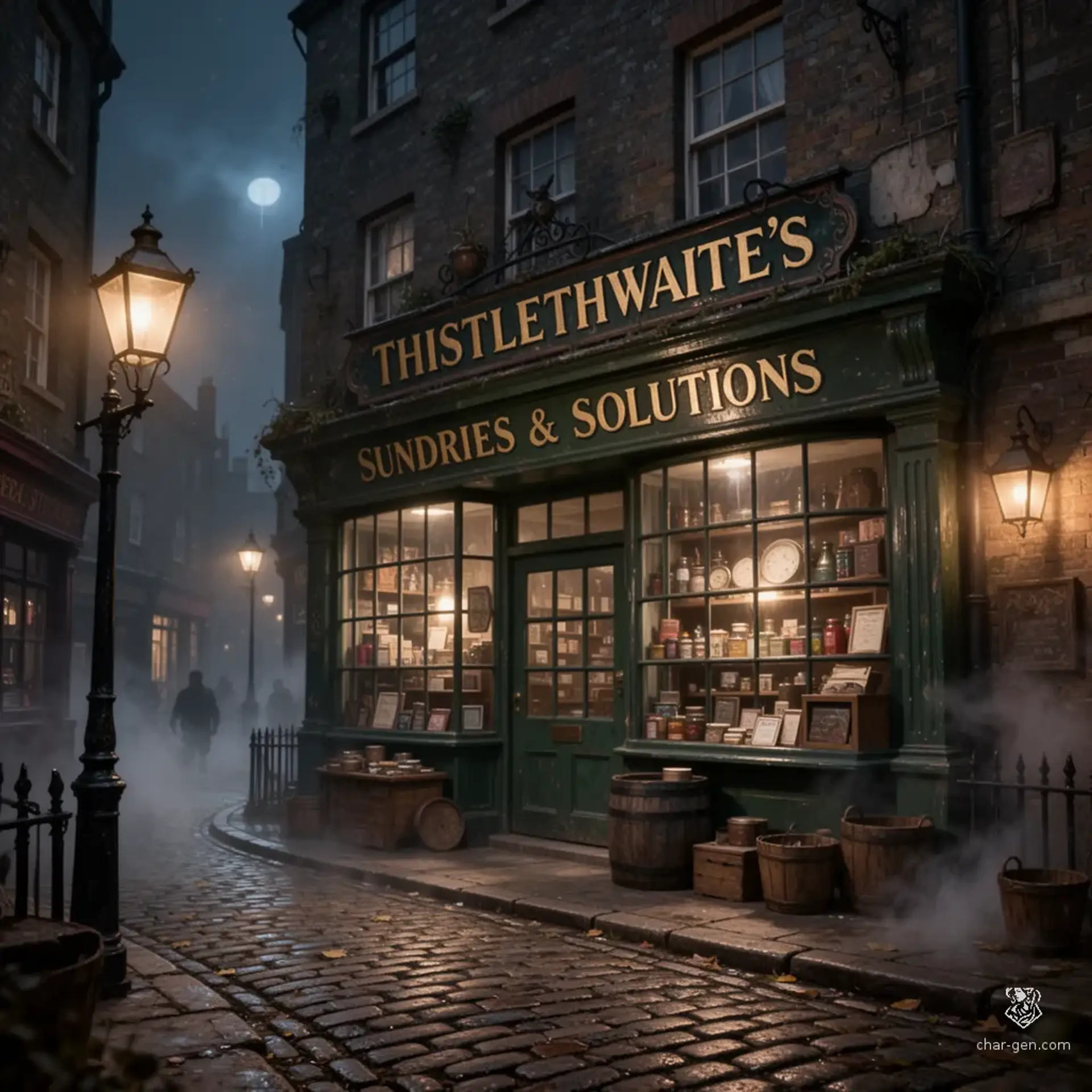 Thistlethwaite's Sundries and Solutions - AI-generated fantasy Shop