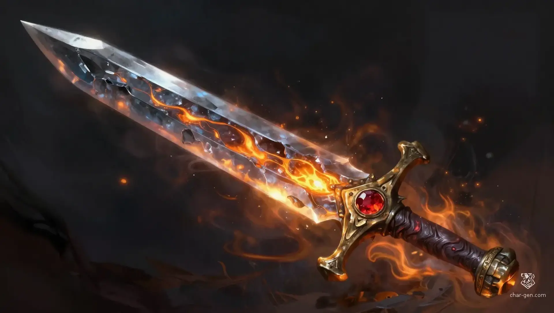 Pyre-Glass Gladius | Fantasy Magic Item Generated by CharGen
