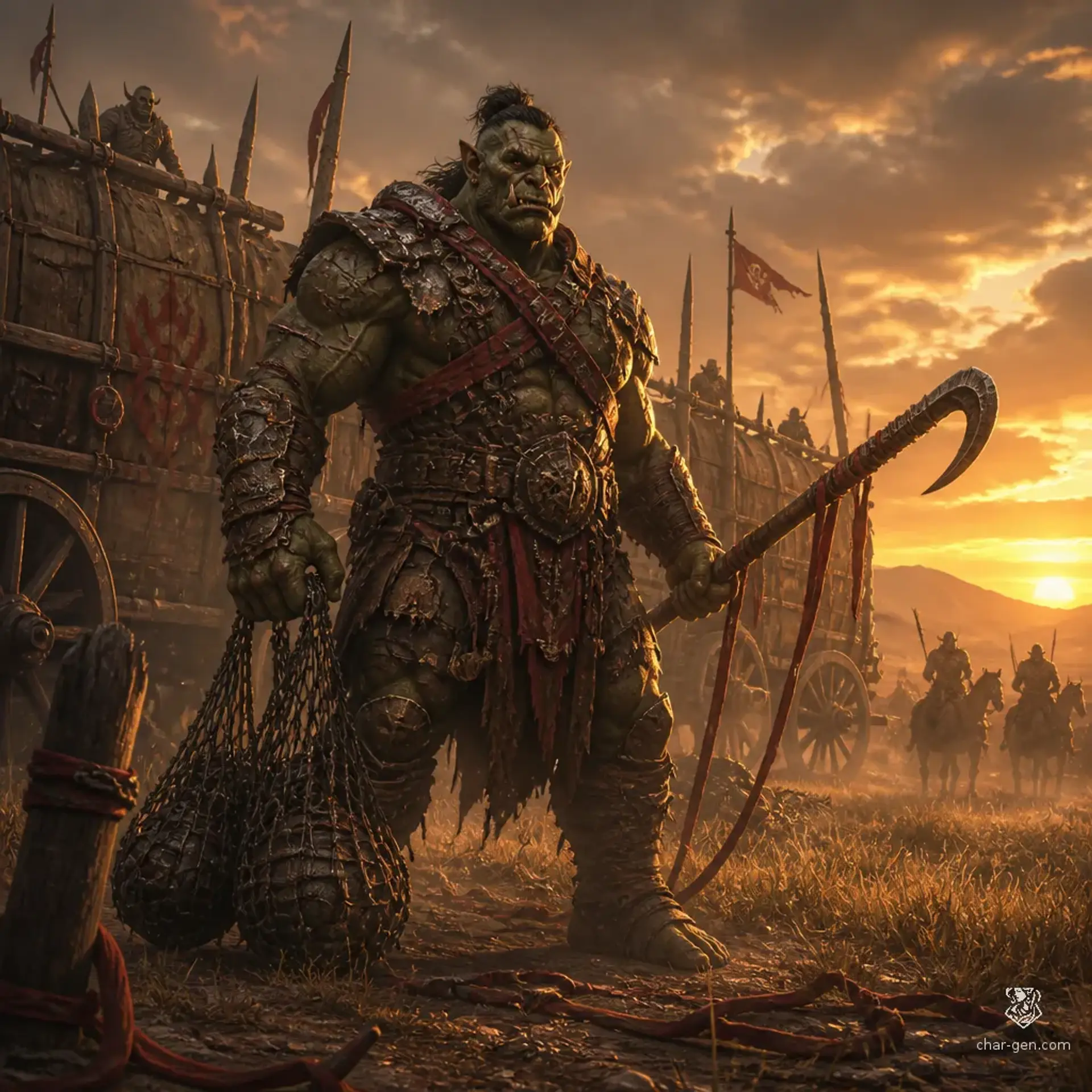 Central Askian Plains Orc Slaver Warrior - AI-generated fantasy Monster