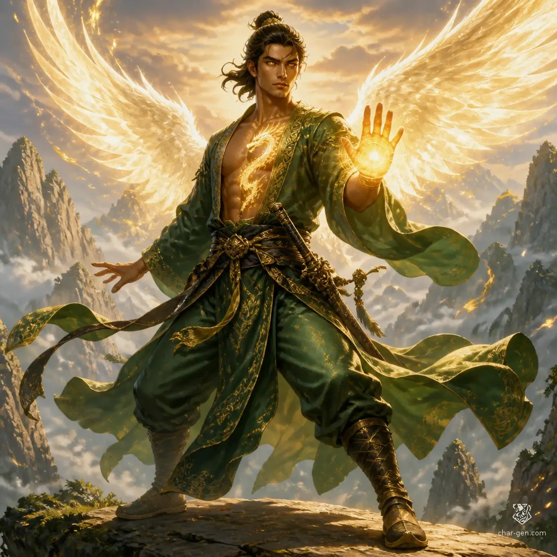 Rand of the Shining Palm - AI-generated fantasy Character