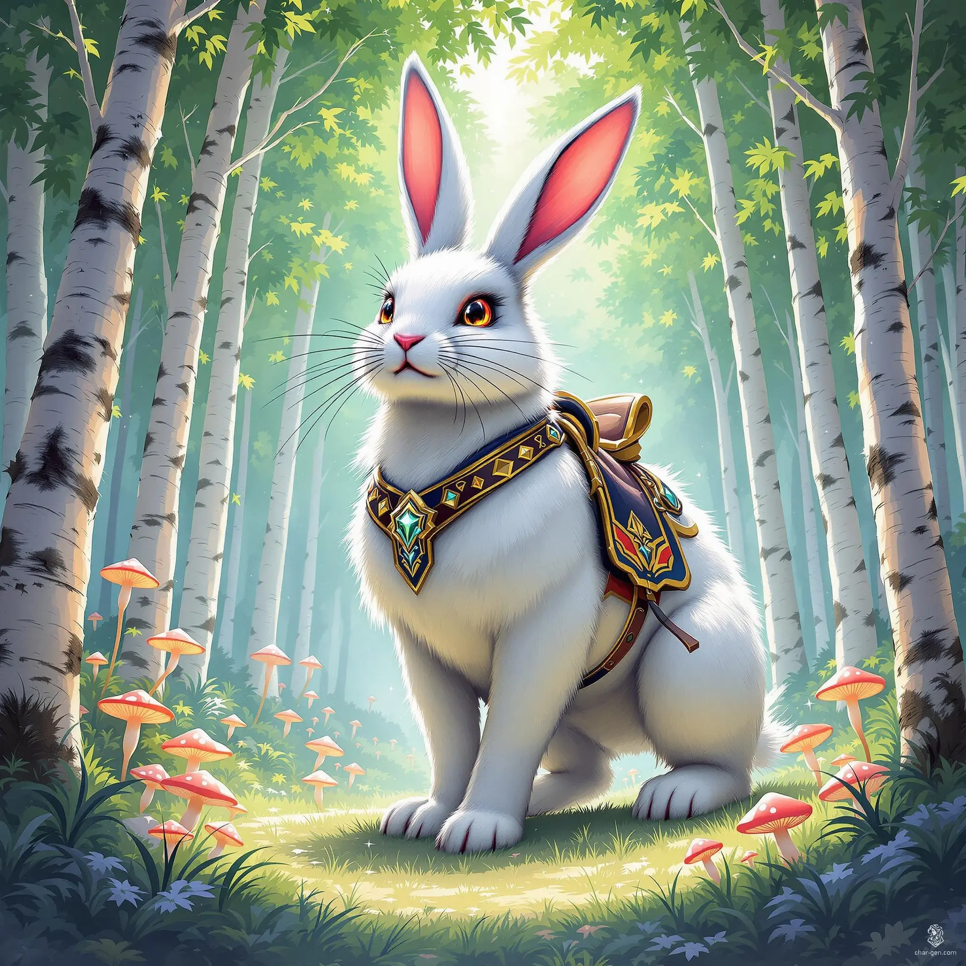 Little Bunny Zoomzoom is a magnificent mount known for its unmatched speed and agility. This colossal, sleek rabbit boasts pristine, straight fur and its expressive ears and whiskers elegantly folded back. With a custom saddle, it dashes effortlessly through enchanted groves, its boundless energy captivating all who witness its swift, graceful gallop.