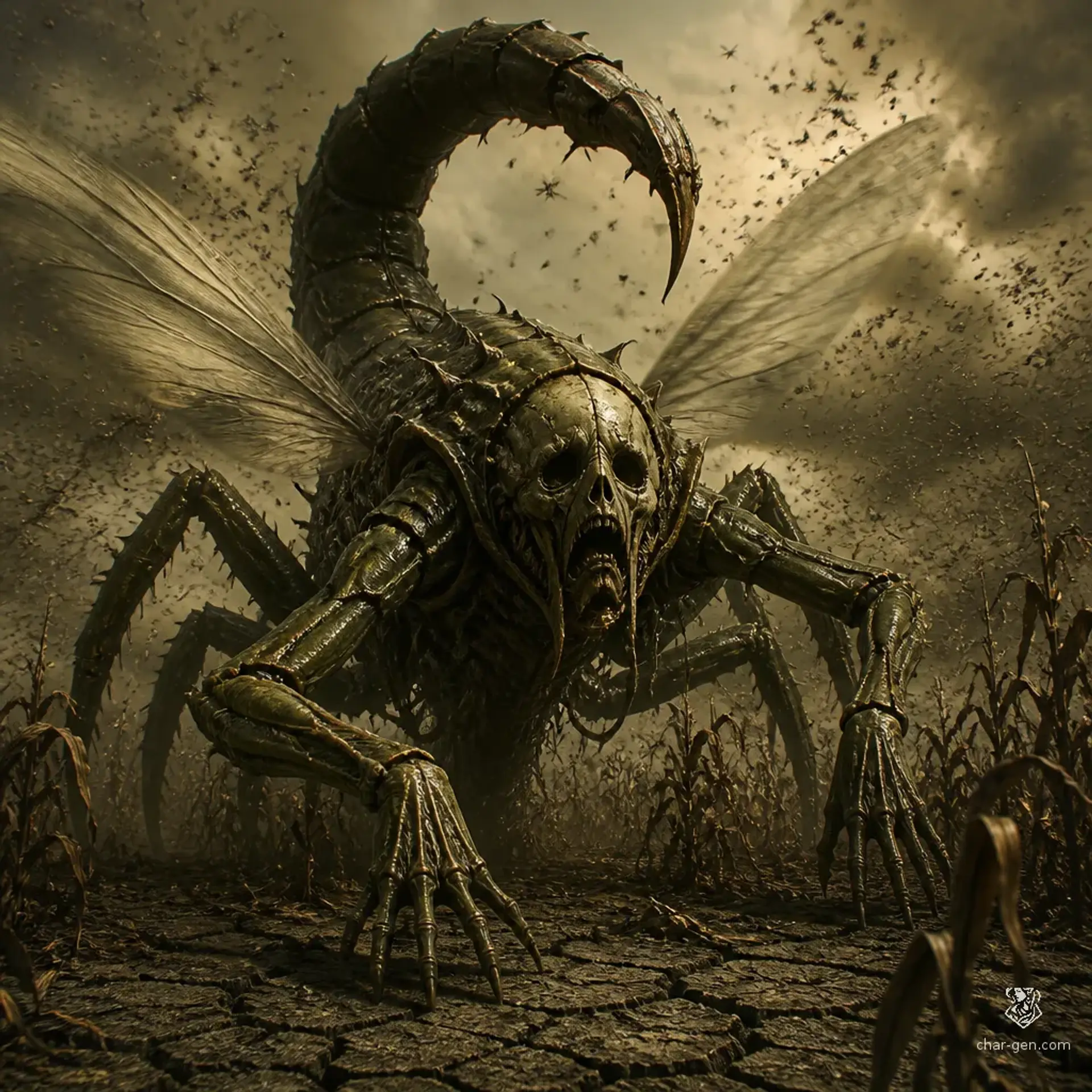 Derakni (Locust Demon) - AI-generated fantasy Monster
