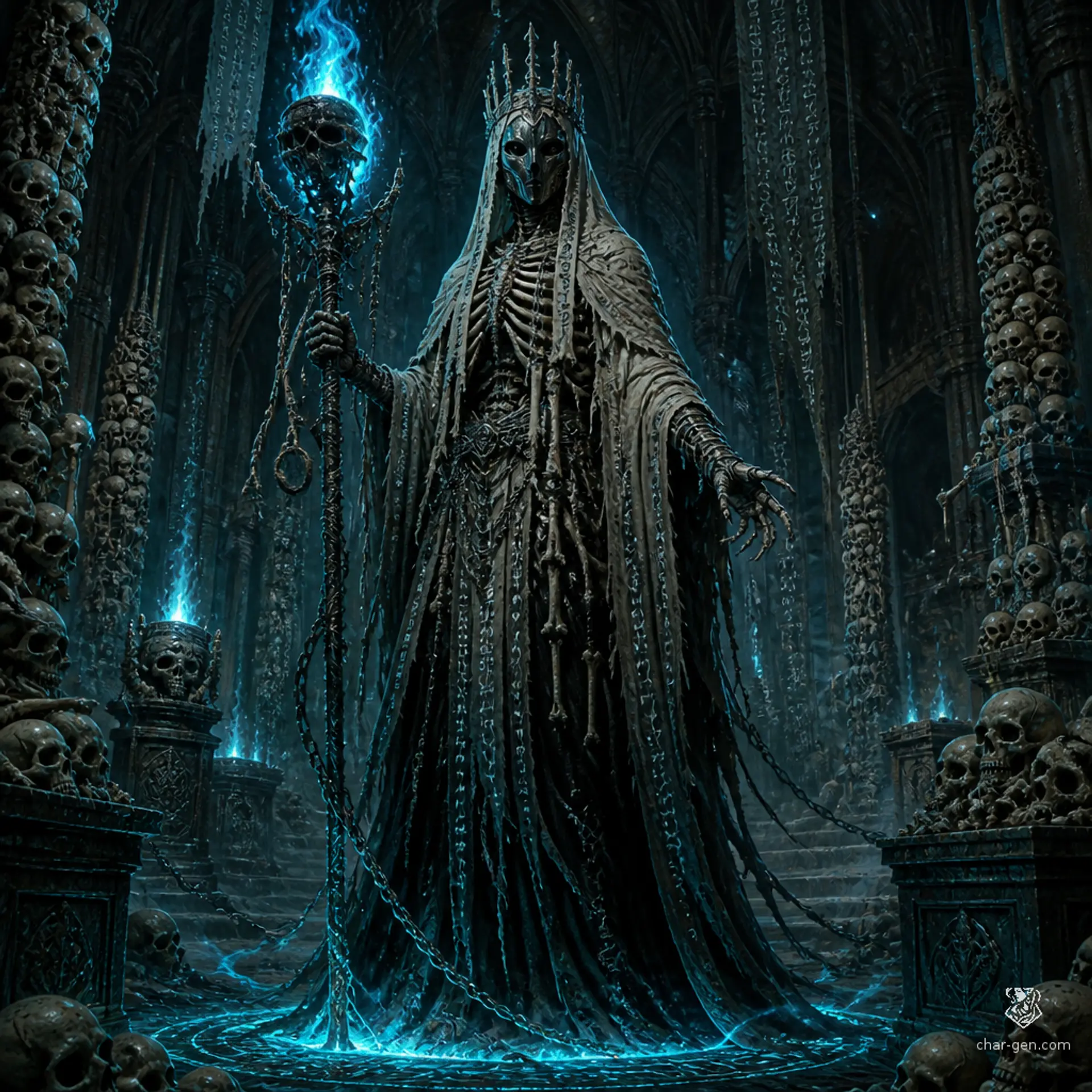 Sister Vhal, the Bone Cantor - AI-generated fantasy Monster