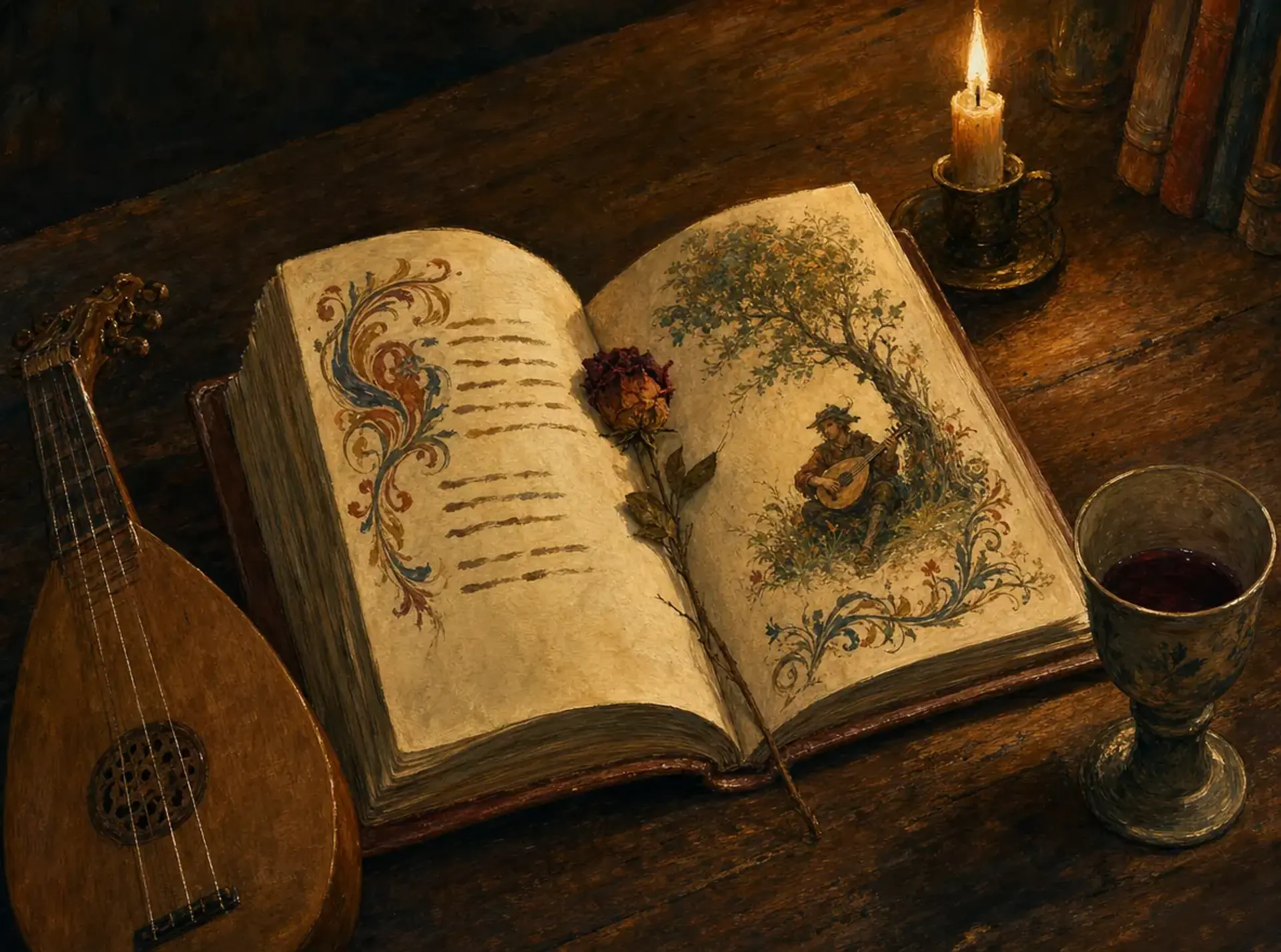 Poetry & Lore generator, painted vignette
