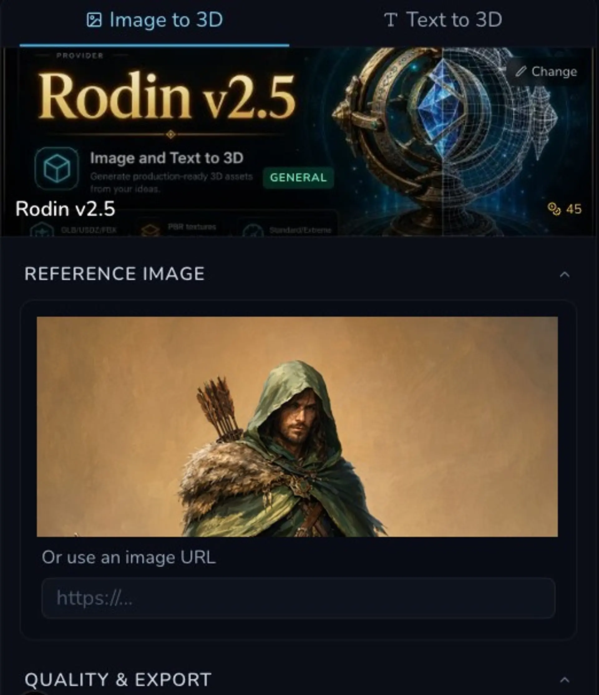 The AI Miniature Generator create form with a reference image