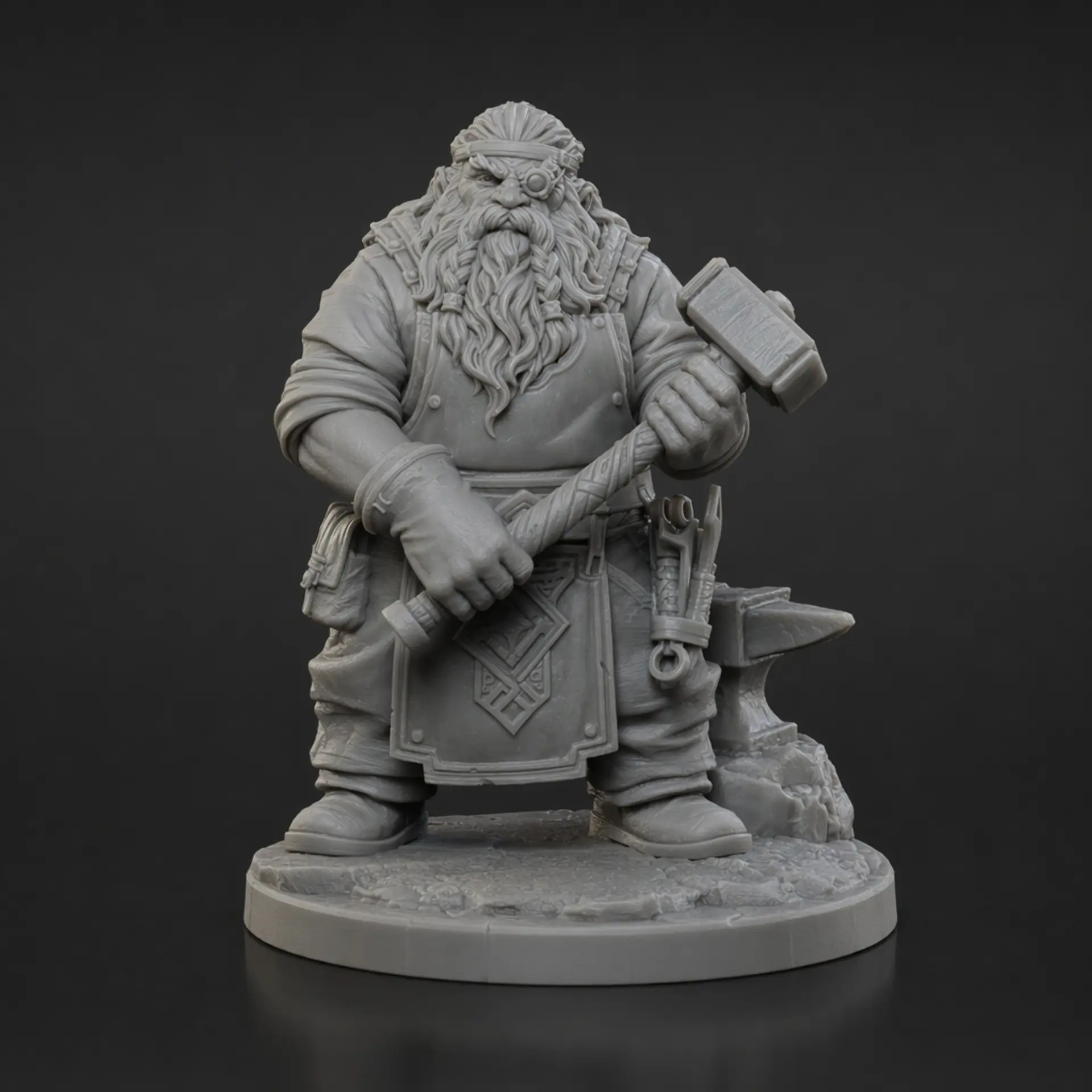 A grey resin tabletop miniature: Dwarf