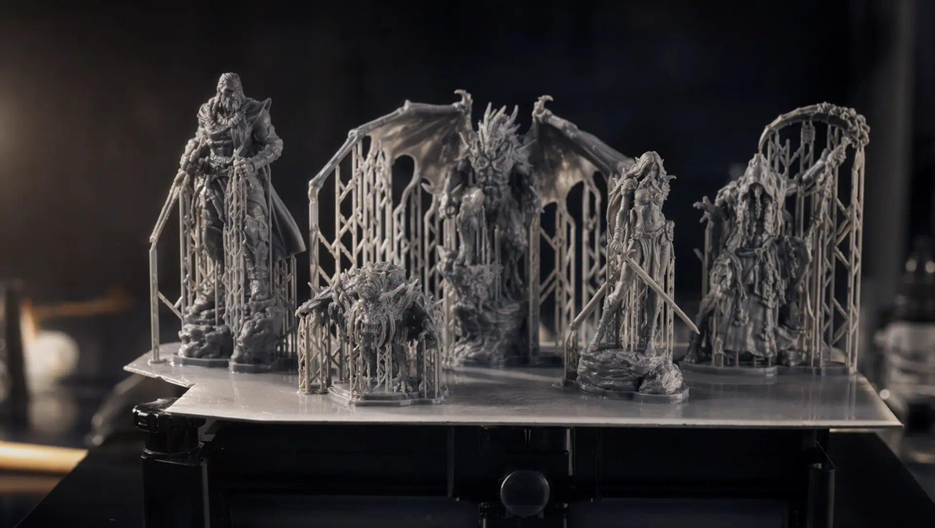 Miniatures printing on a resin build plate