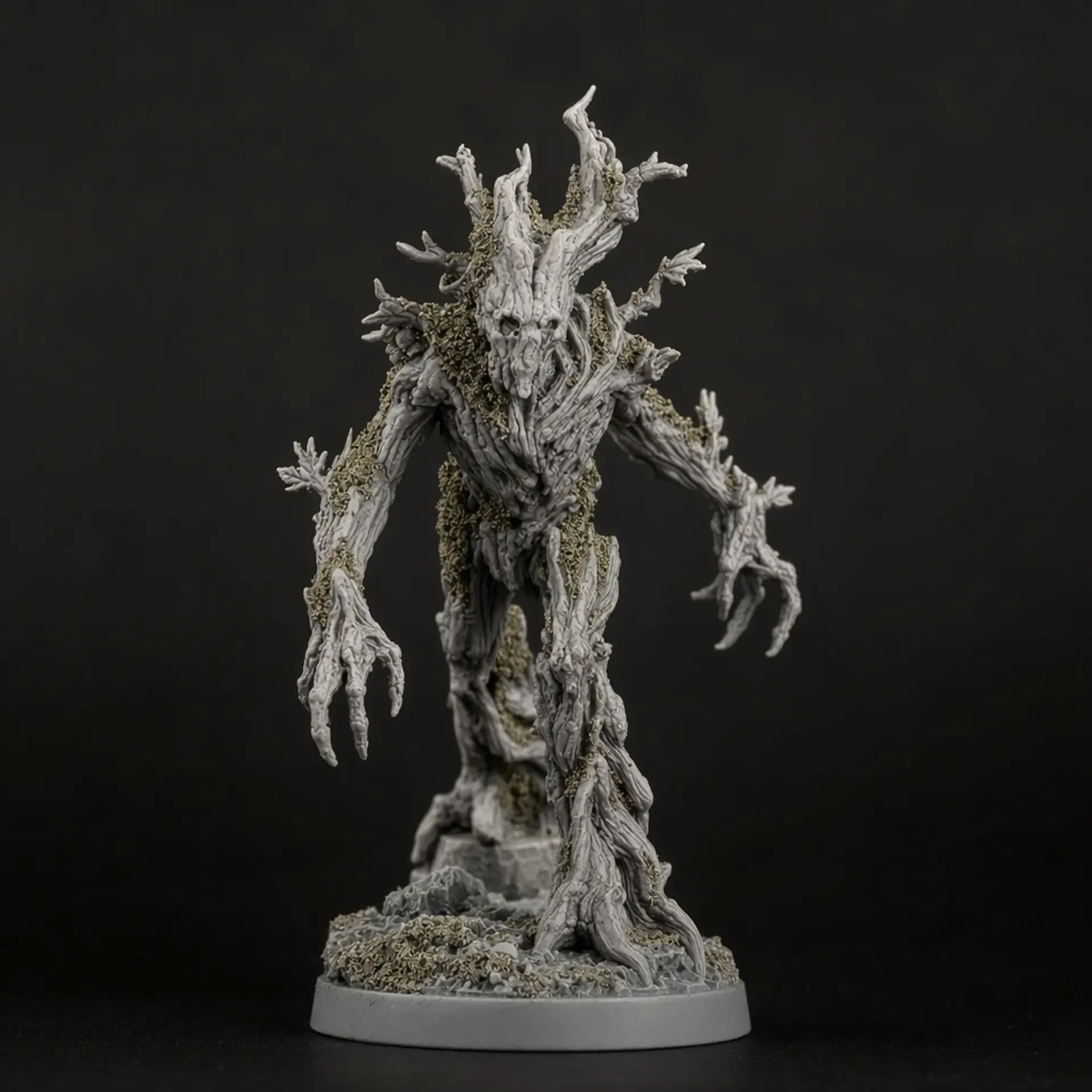 A grey resin tabletop miniature: Treant